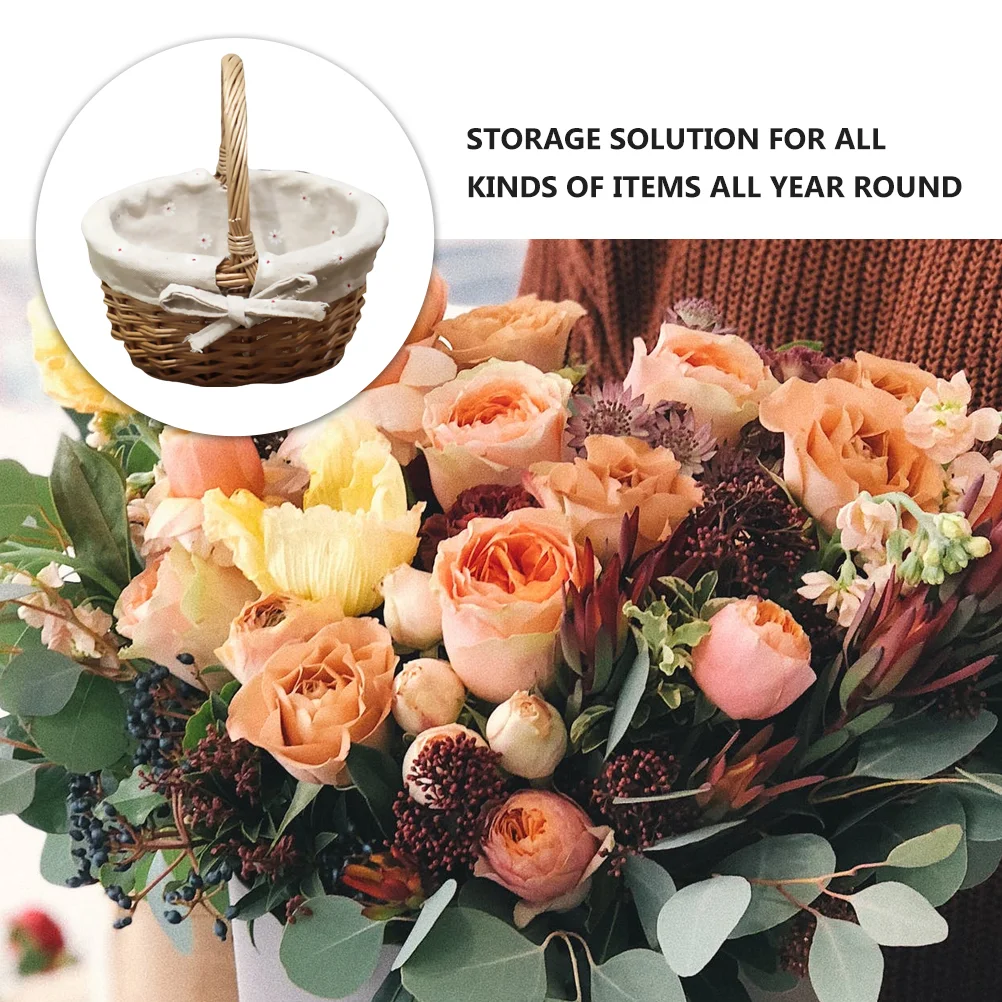 

Basket Woven Willow Flower Wicker Decorative Wedding Round Picnic Gift Market Baskets