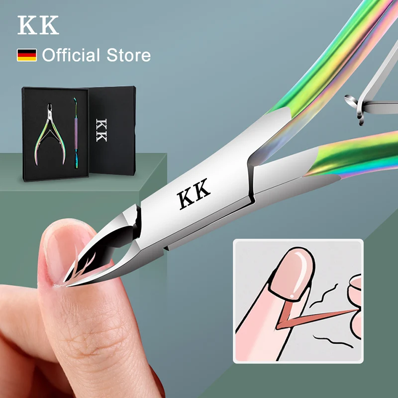 KK Cuticle Nipper Rainbow Dead Skin Scissors Stainless Steel Nail Clippers Manicure Ended Polish Remover Pusher Tool Trimmer