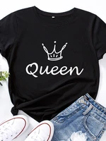 crown queen print t shirt women short sleeve o neck loose tshirt summer women causal tee shirt tops camisetas mujer