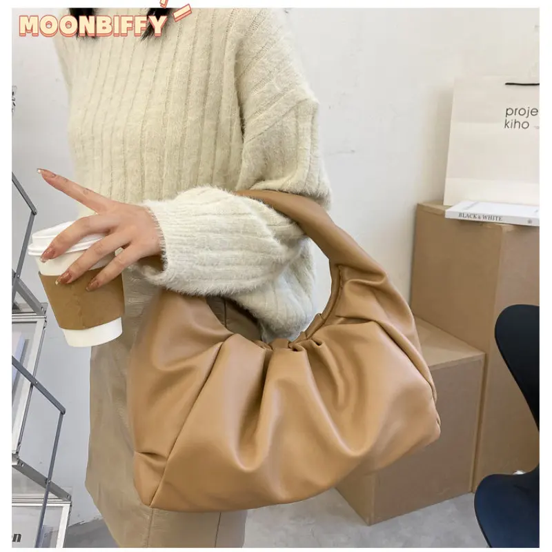 

New Female Bag Tote Luxury Brand Women's Handbag Soft Pu Leather Shoulder Bags for Women Folds Dumpling Totes Handbags carteras