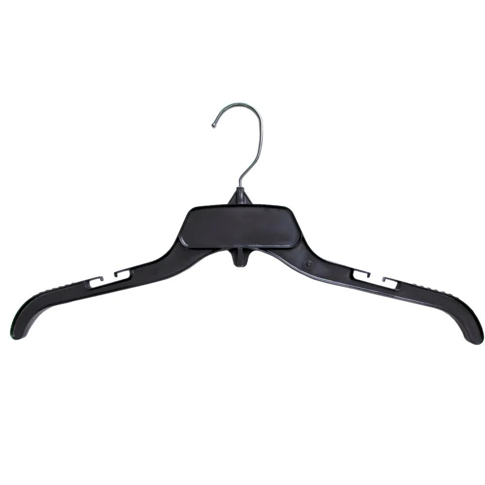

Recycled Black Heavy Duty Plastic Shirt Hangers with Polished Metal Swivel Hooks, 17 Inch, 100/200 Set Portable Hanger