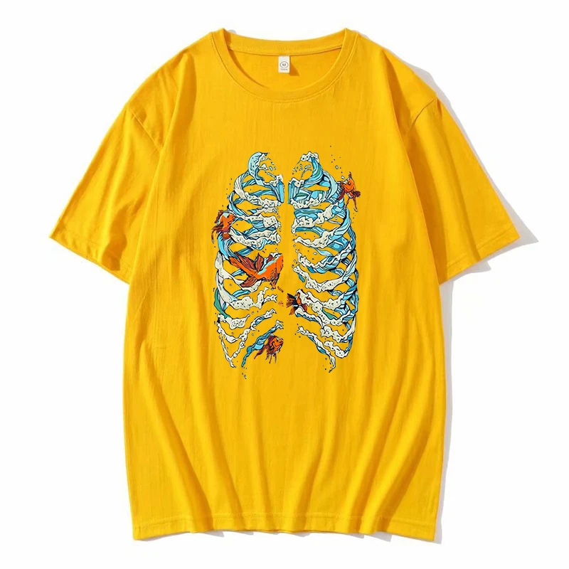 

2023 Europe and America dark skeleton sports T-shirt men and women short-sleeved Gothic couple Harajuku large size S-4XL