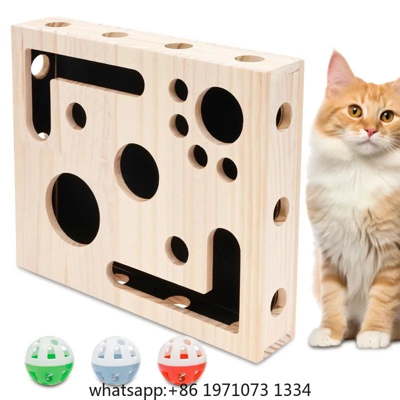 Фото Игрушка-бокс для кошек с пилкой для когтей, мячиком с колокольчиком и наждачной бумагой внутри, интерактивная развивающая игрушка-головоломка для ухода за когтями, снимающая стресс №1