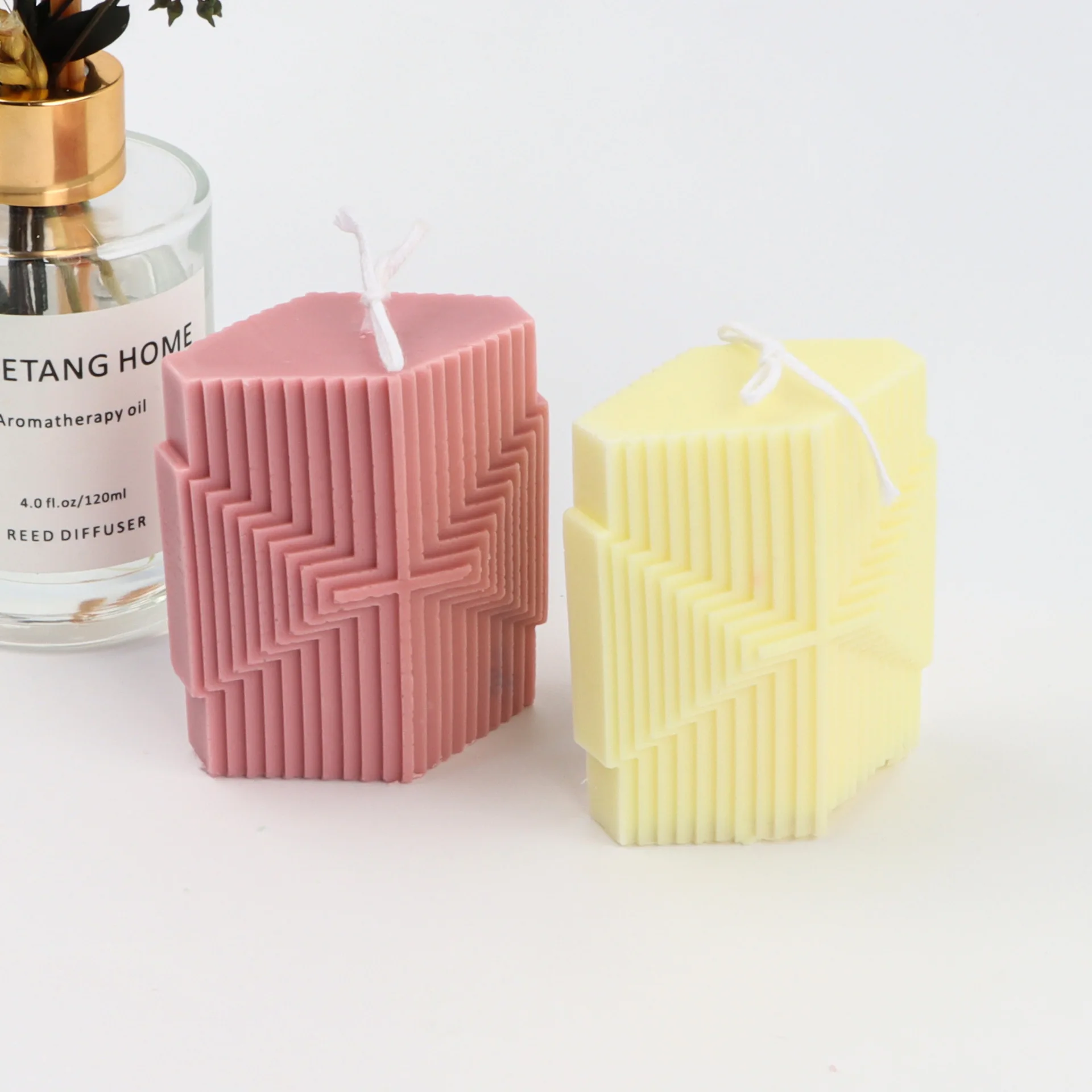

DIY Parallelogram cylinder candle silicone mold stripe square cylinder candle silicone mold soap cake chocolate silicone mold