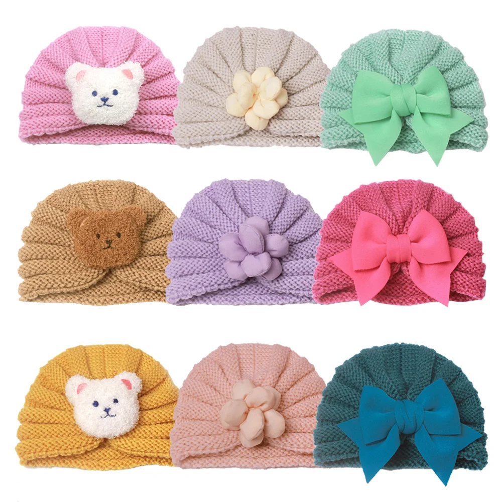 

Winter Baby Hat Knit Infant Bonnet Turban Hats Babies Beanie Newborn Cap for Girls Boys Accessories Toddler Headwrap 0-24M