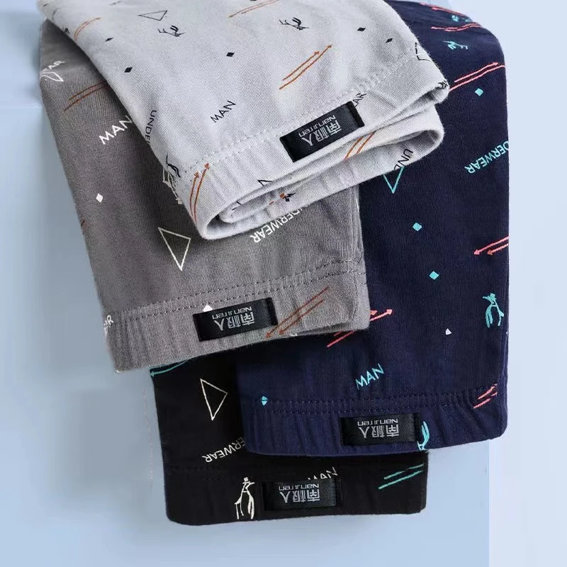 4pcs/lot 95% Cotton Underpants Men Underwear Boxer Shorts Panties Solid Shorts Brand Breathable Mid Waist Shorts Men L-5XL