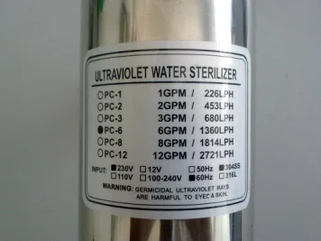 304SS Uvc промышленный стерилизатор UV-165W 36GPM 8 5 т/ч 165 Вт 220 В 1 дюйма BSP Male 910*135*135 мм CNJIA 10