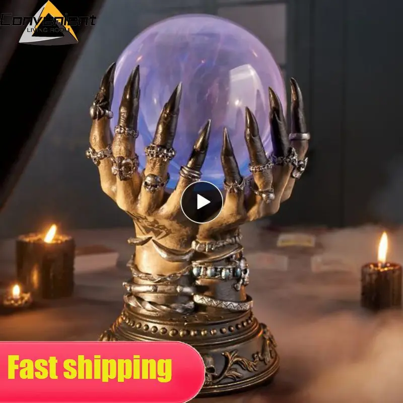

Home Party Decor Glowing Skull Finger Luminous Plasma Ball Creative Spooky Halloween Celestial Crystal Ball Plasma Ball