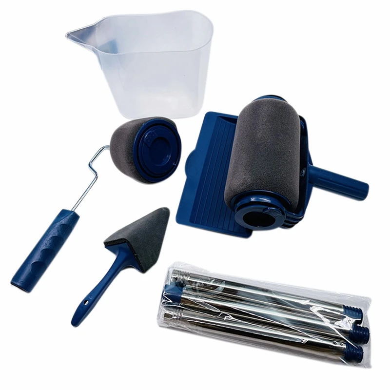 

8 PCS Multifunctional Wall Decoration Paint Roller Corner Brush Handle Tool DIY Household Easy-To-Operate Brush Kit