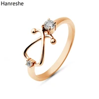 hanreshe phonendoscope stethoscope rings silver plated crystal luxurious medical jewelry accessories ring for doctor nurse