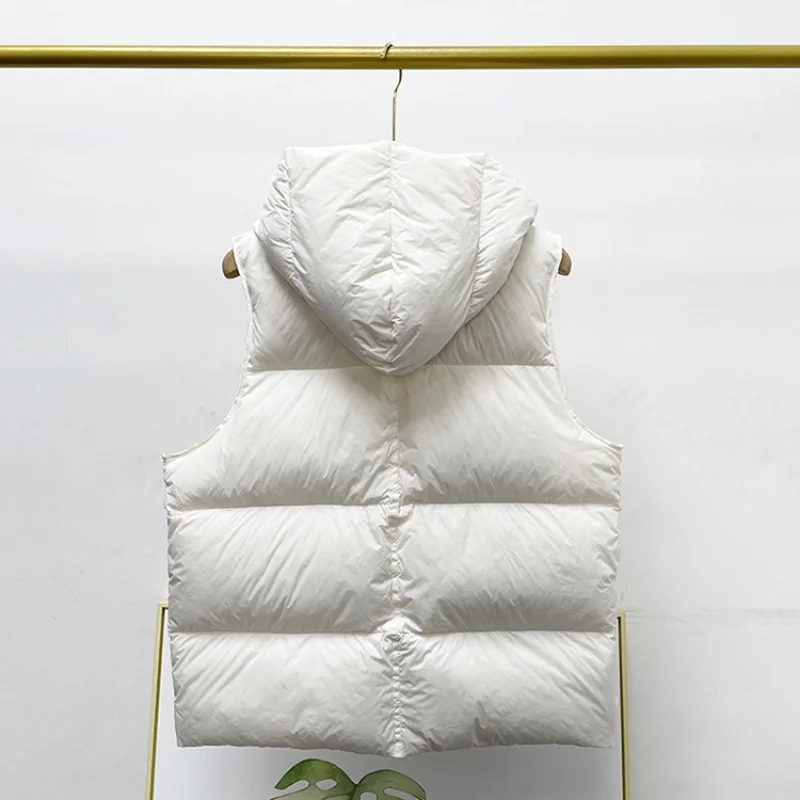 2022 Hooded Short Down Jacket Vest White Duck Down Vest Waistcoat Sleeveless Vest
