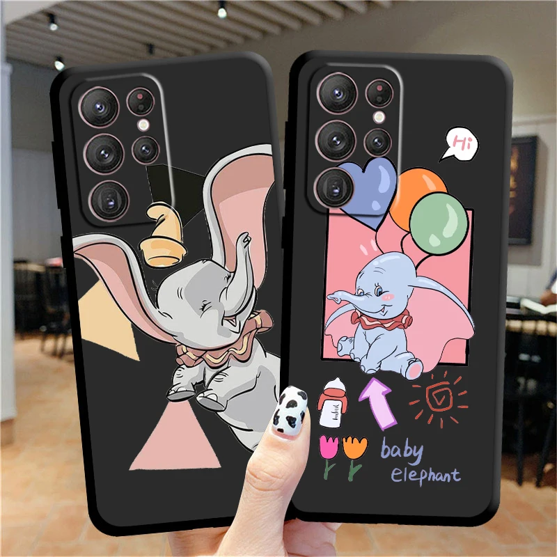 

Cute Dumbo Disney Cartoon Phone Case For Samsung S23 S22 S21 S20 FE Ultra Pro Lite S10 S9 S8 5G S10E M52 Plus Black Cover