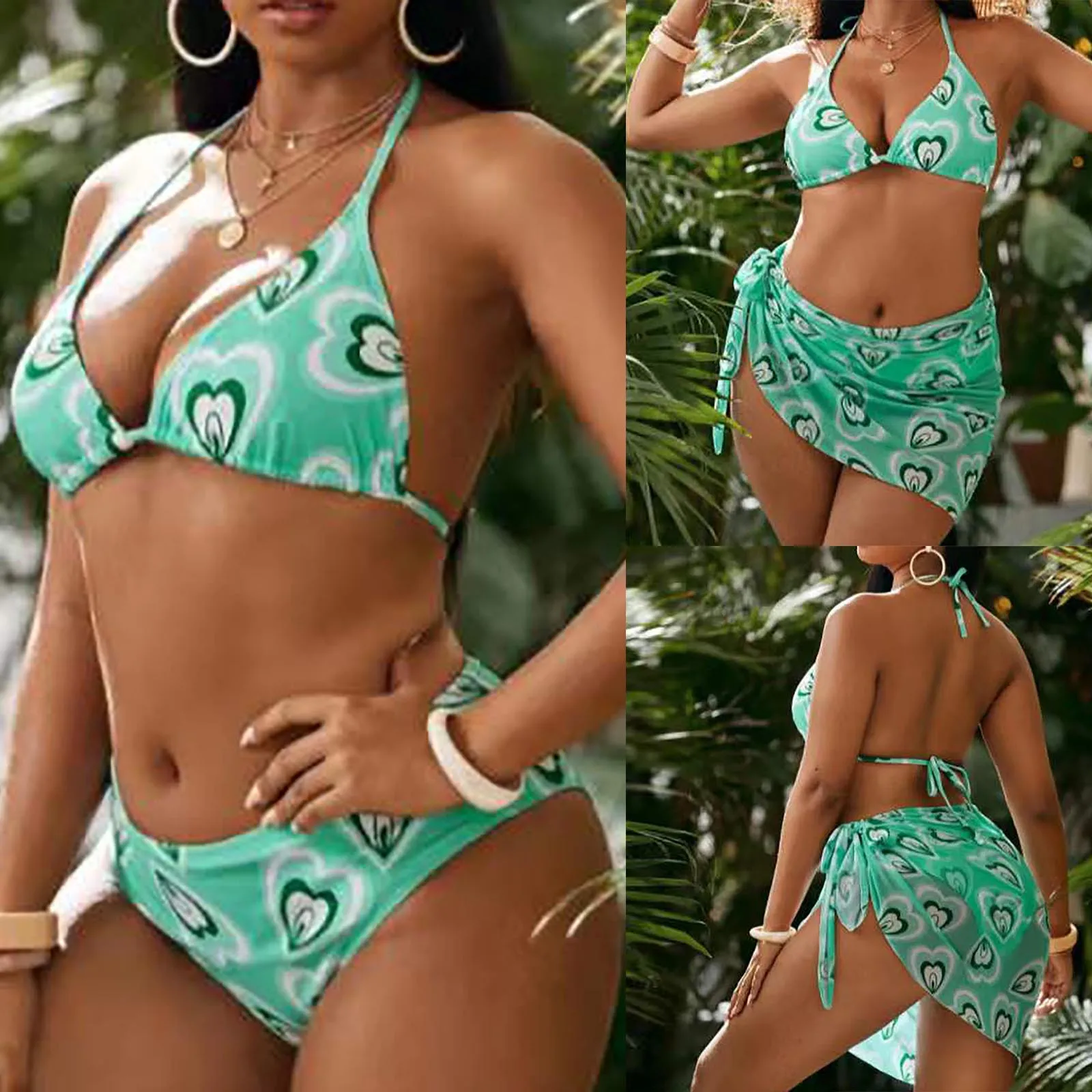 Комплект бикини большого размера купальники с большой чашкой женский ретро