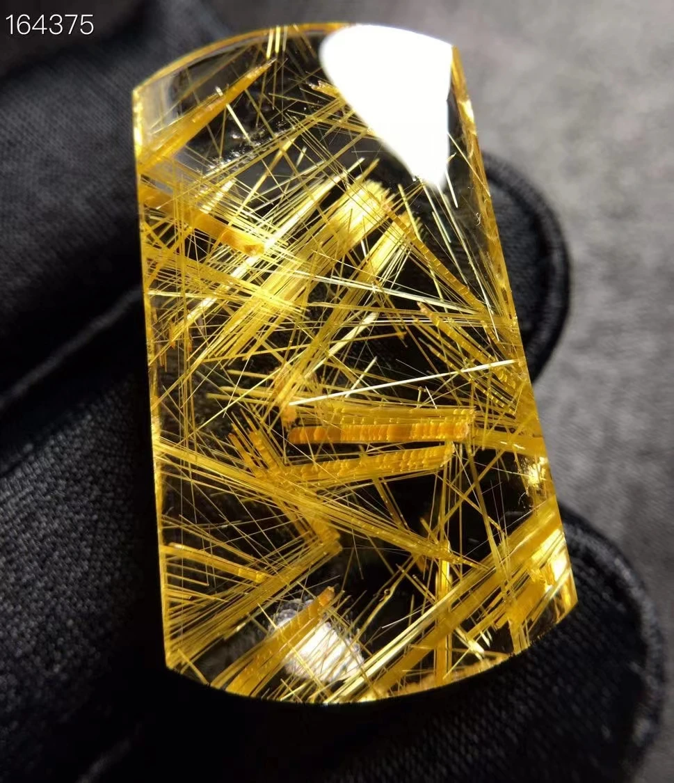 

Natural Gold Rutilated Quartz Rectangle Pendant 30.7*18.3*7.8mm Best Gift Quartz Bead Jewelry Women Brazil AAAAAAA