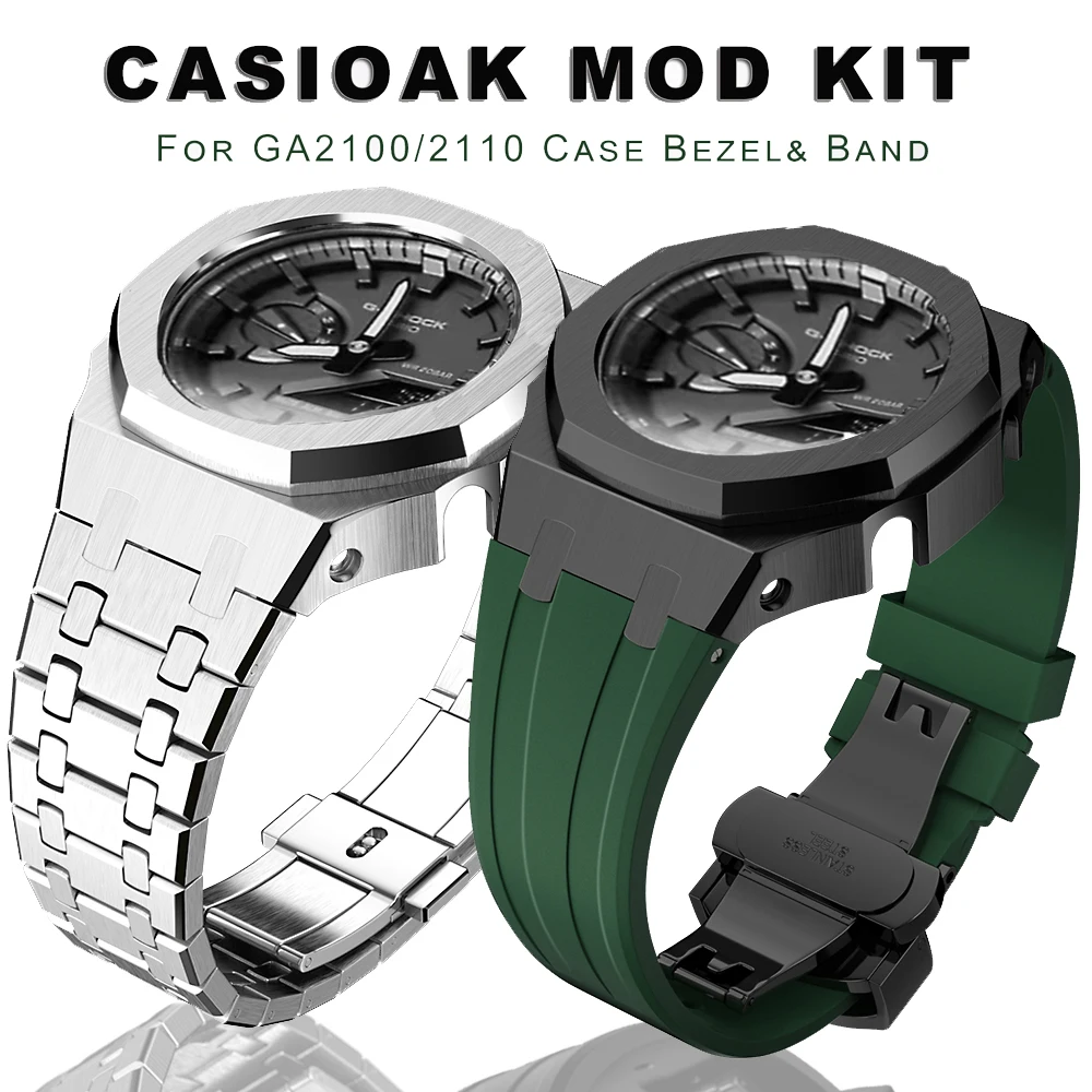 

Набор для модификации Casioak для Casio GA2100 mod, металлический резиновый ремешок, Сменные аксессуары, металлический чехол, рамка