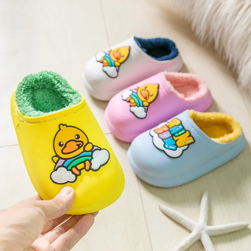 Childrens Cotton Slippers Winter Baby Girls Boys Indoor Household Household Childrens Cartoon Waterproof Non slip Cotton Shoes