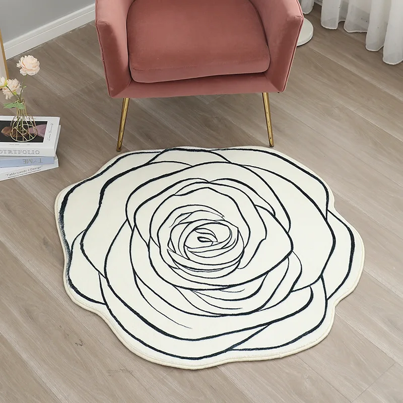 

Round Sofa Computer Chair Carpet Dresser Living Room Bedroom Rug Rose Type Simple and Fresh Match