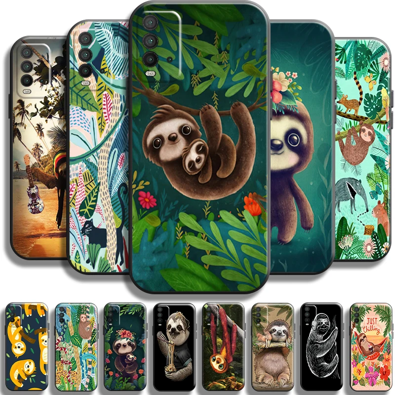 

Cute Cartoon Sloth Animal For Xiaomi Redmi Note 11 11T 11S 10 10S 10T 9 9S 5G Redmi 10 9 9T 9A 9C Phone Case Coque Black Cases
