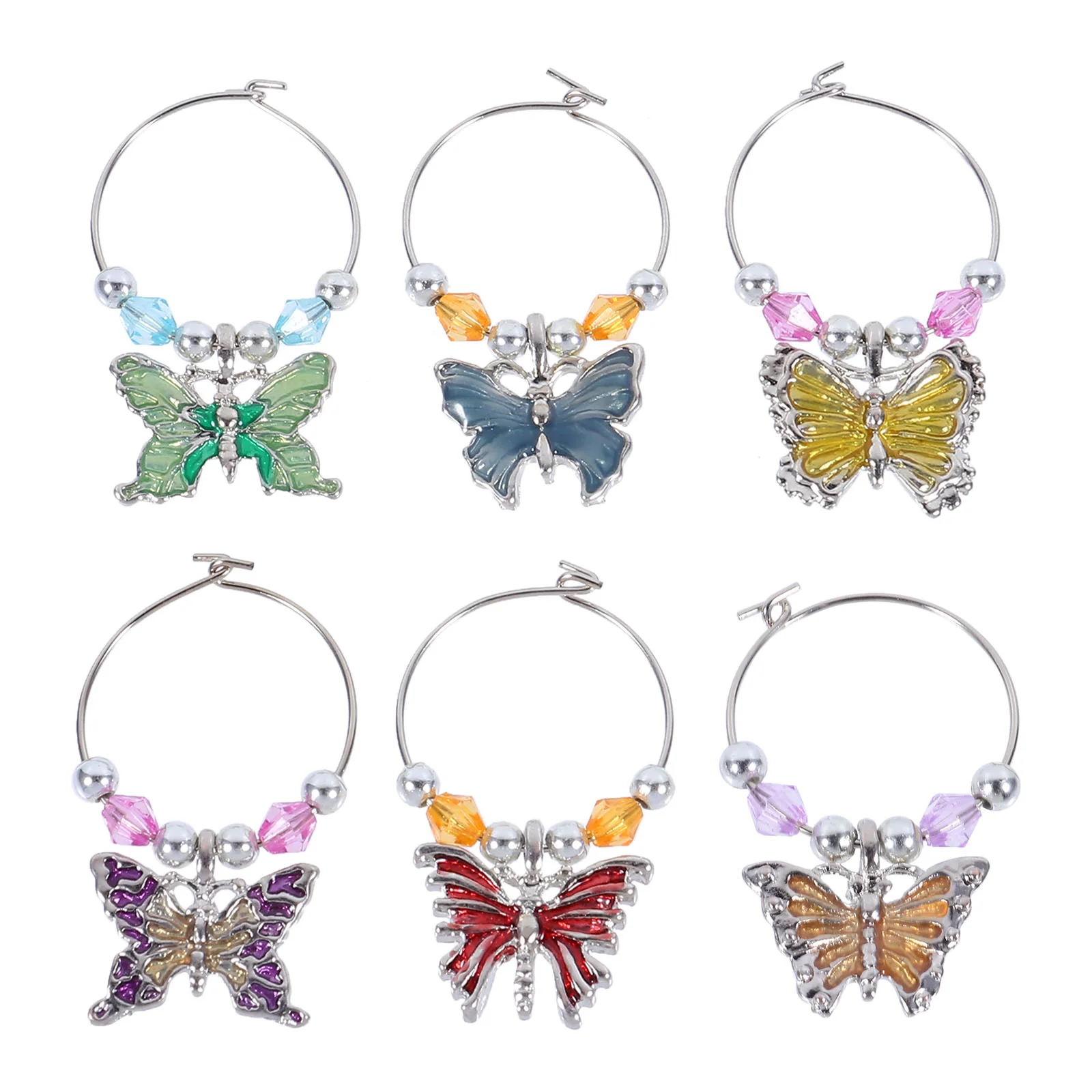 

6Pcs Butterflies Drink Marker Party Glass Charm Identifiers Cup Signs