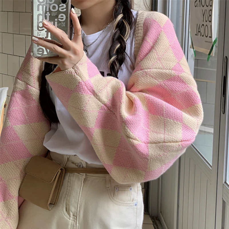 

Y2k Linge Sweater Coat Women's Autumn And Winter 2022 New Korean Version Of Retro Loose-fitting Short Knitted Cardigan