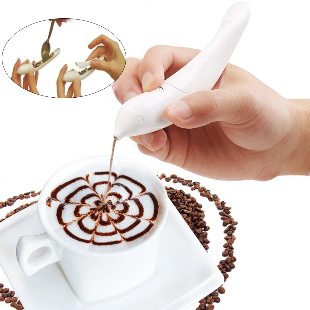 Creative Electrical Latte Art Pen Baking Pastry Tool for Cake Spice Decor Pen Coffee Carving Pen Birthday Party Kitchen Supplies