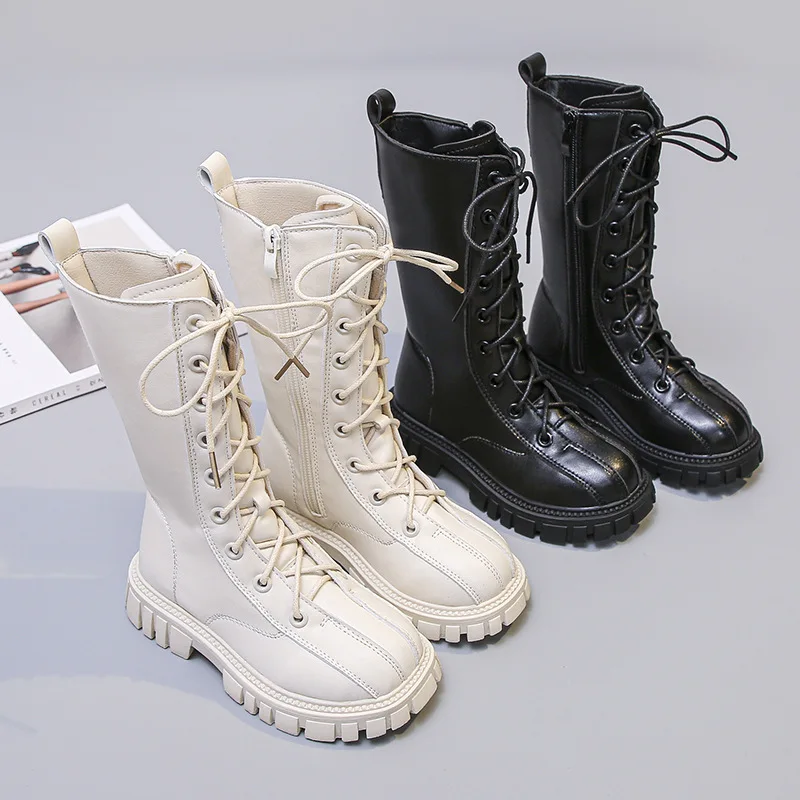 

Children Boots Winter Boots Long Boots Knight Boots Plush Boots Long Boots Kids Fashion Chic Solid Black Uniform Party Shoes