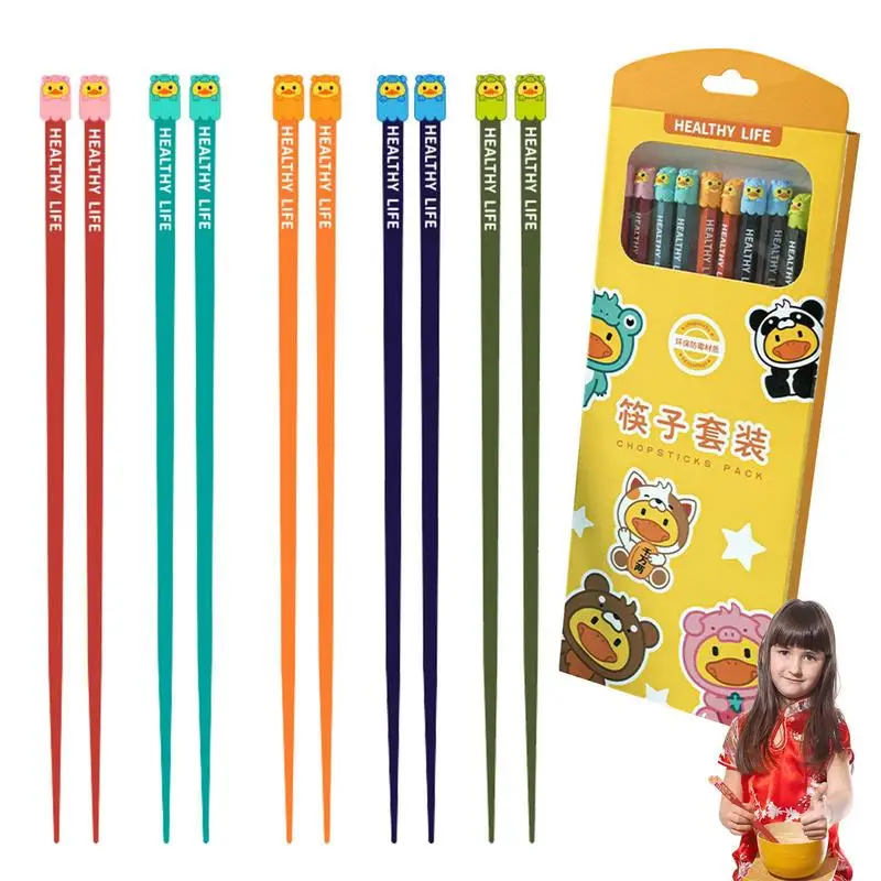 

5 Pairs Of Chopsticks Household Long Chopsticks Family Pointy Cute Personality Fiberglass Non-slip Set Tableware Chopsticks