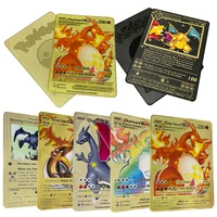 english version new pokemon metal cards charizard vstar vmax v gx shiny gold metal card game child gift