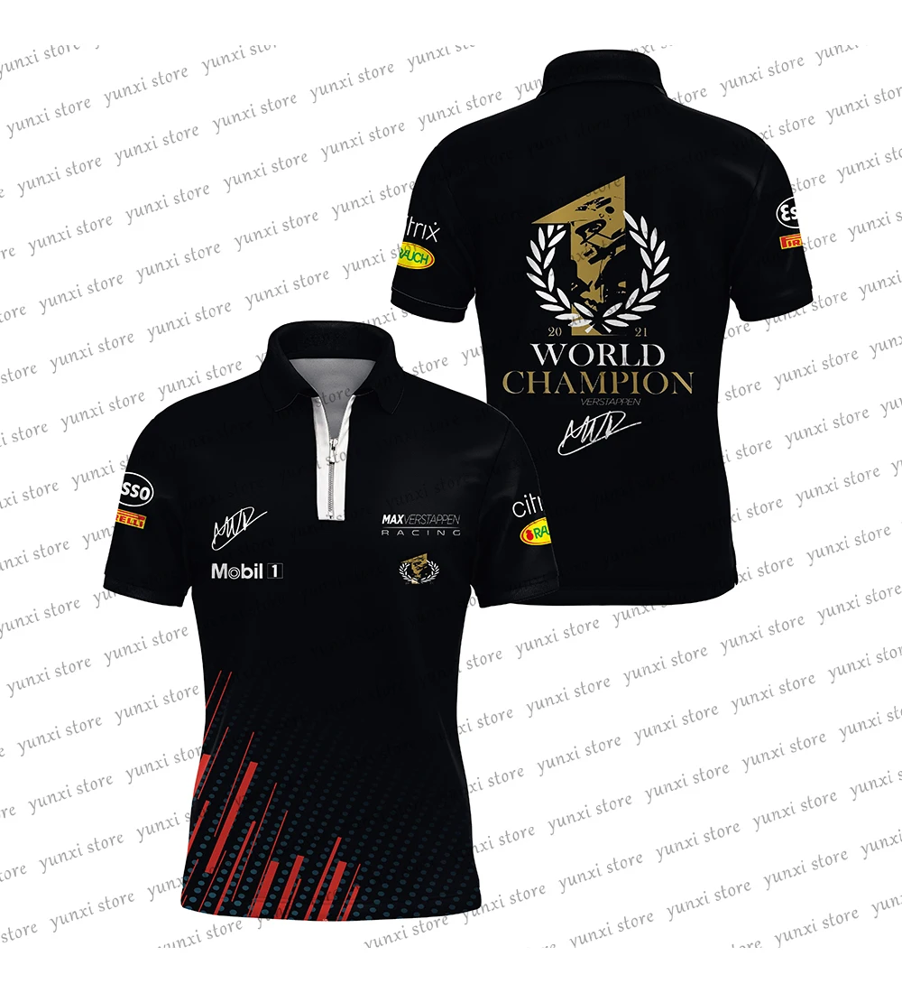 

Новинка 2022, рубашка-поло с коротким рукавом и памятным принтом команды F1 Race No. 1, спортивный топ, рубашка-поло с молнией, горячая распродажа, Man...