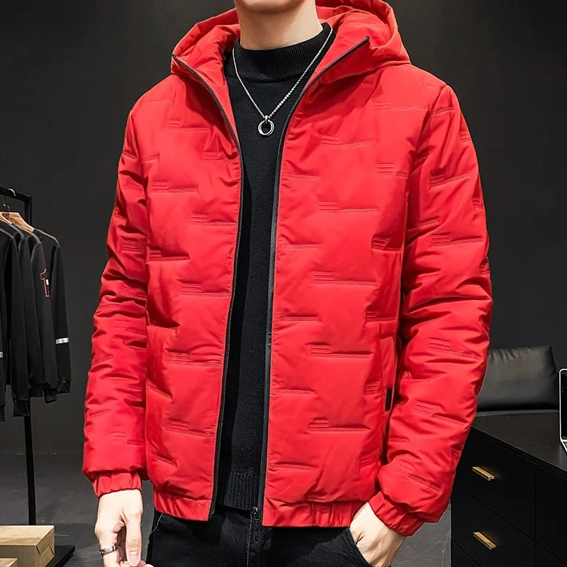 2022 Leisure New Men's Cotton-padded Jacket Korean Version of Leisure Hooded Youth Coat Cold Proof Warm Thick Cotton Clothing
