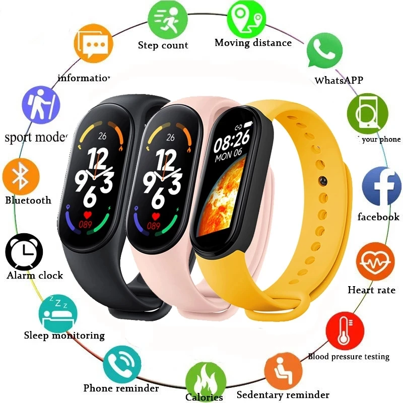 

Band7 Sports Smart Wristband Women Fitness Smart Bracelet Heart Rate Monitor Bluetooth Connect For iOS Android Smartwatch Men