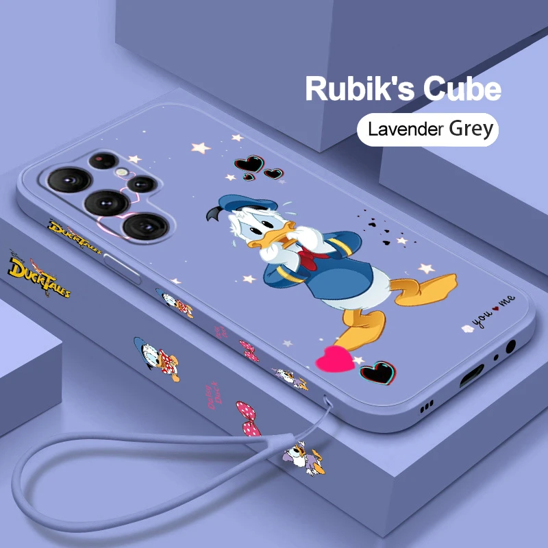 

Disney Donald Duck Minnie Phone Case For Samsung Galaxy S23 S22 S21 S20 FE S10 Plus Lite Ultra 4G 5G Liquid Left Rope Cover