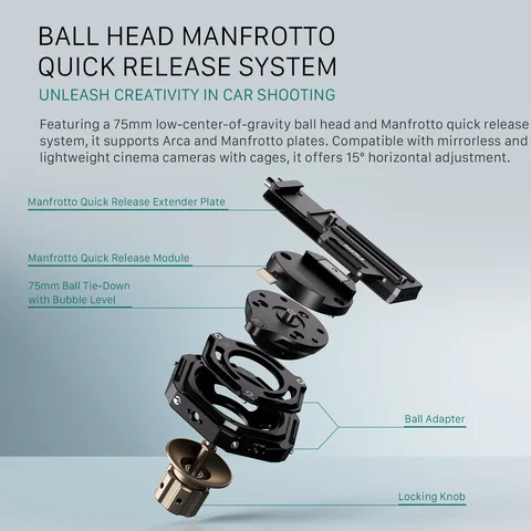Автомобильная монтажная система TILTA Hydra, шарнирная с электронными присосками HDA-T11 Hydra, шарнирная с обычной присоской