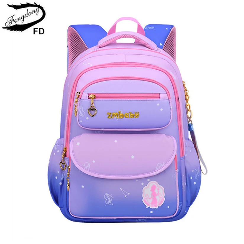 

Fengdong elementary school bags for girls cute pink blue book bag student orthopedic backpack waterproof schoolbag dropshipping