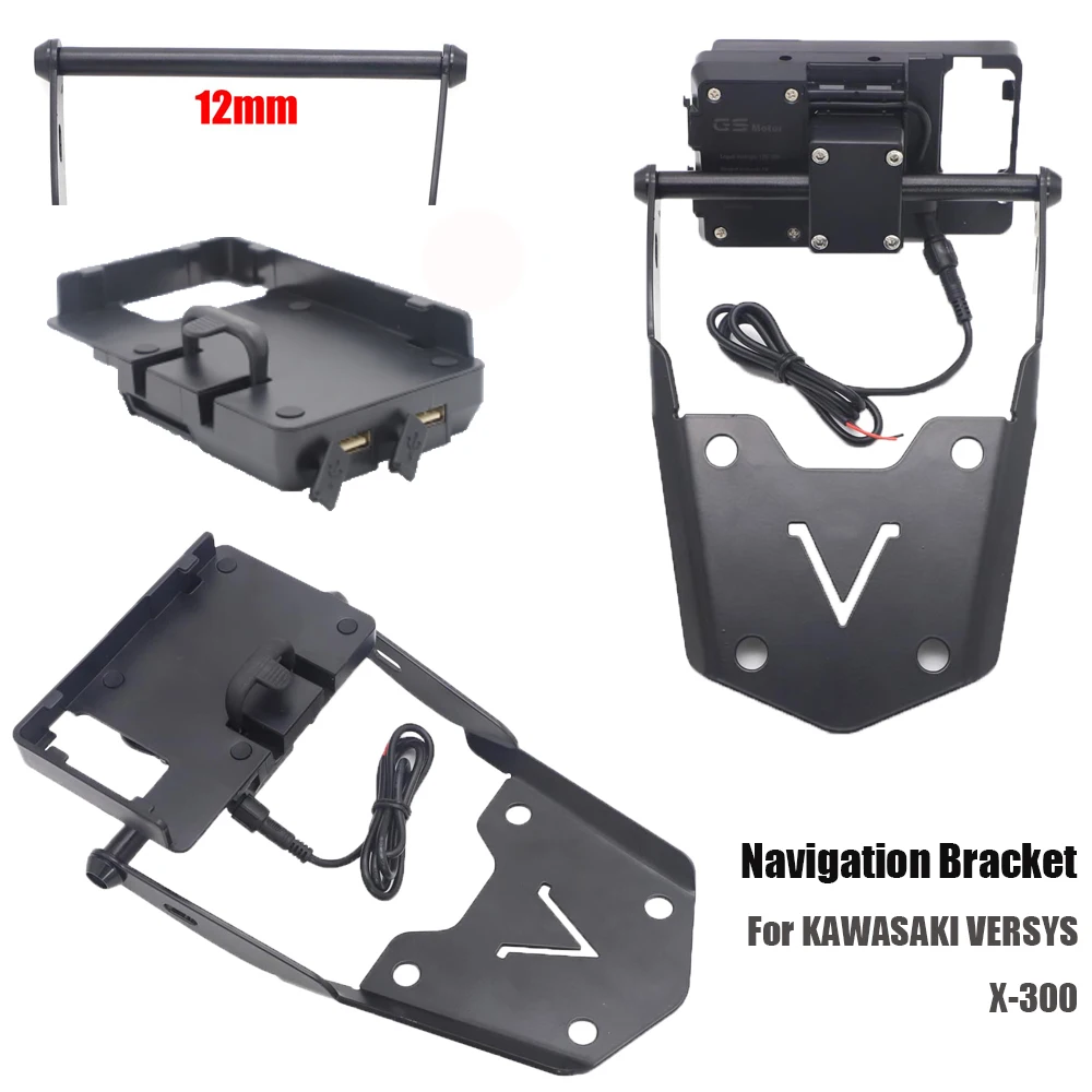 

mobile phone Navigation bracket USB phone charging For KAWASAKI VERSYS X300 X-300 GPS