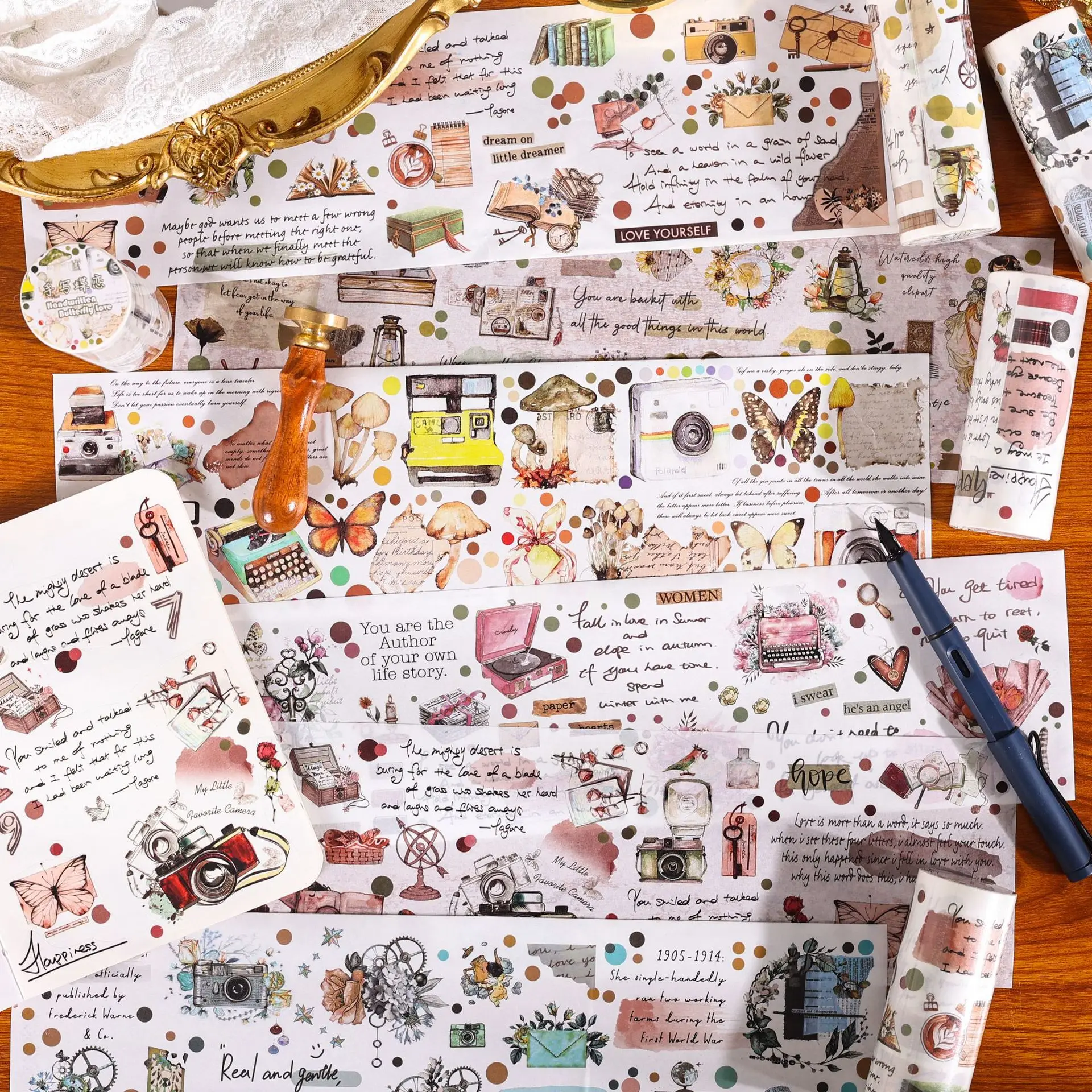 

Journamm 10cm*2m Ins Washi Tape Collage Junk Journal Stationery Supplies Flowers Stickers DIY Scrapbooking Decor Aesthetics Tape