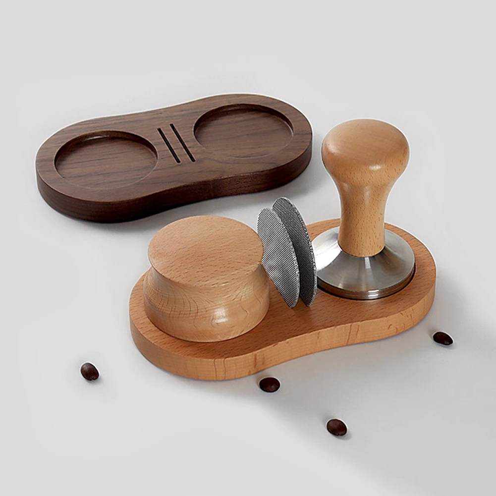 

51/54/58mm Wooden Coffee Tamper Stand Presser Holder For Espresso Puck Screen Tamping Station Distribution Lever Tool Tamper Mat