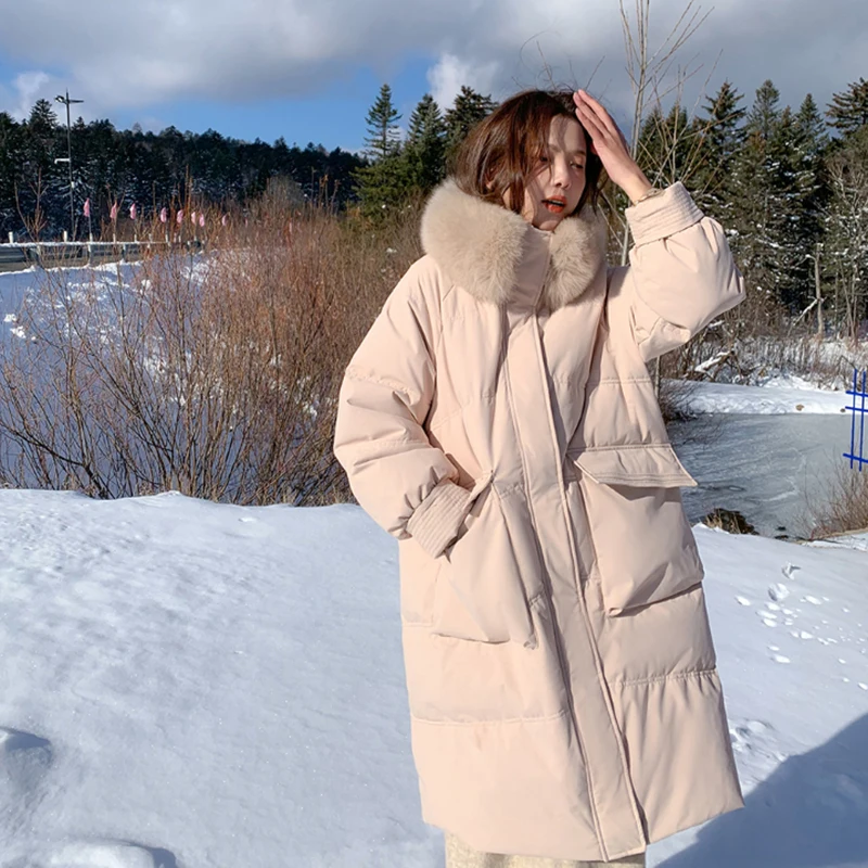 

Fashion Down Jacket Women's 2022 New Mid-Length White Duck Down Puffer Jackets Design Thickened Winter Parka