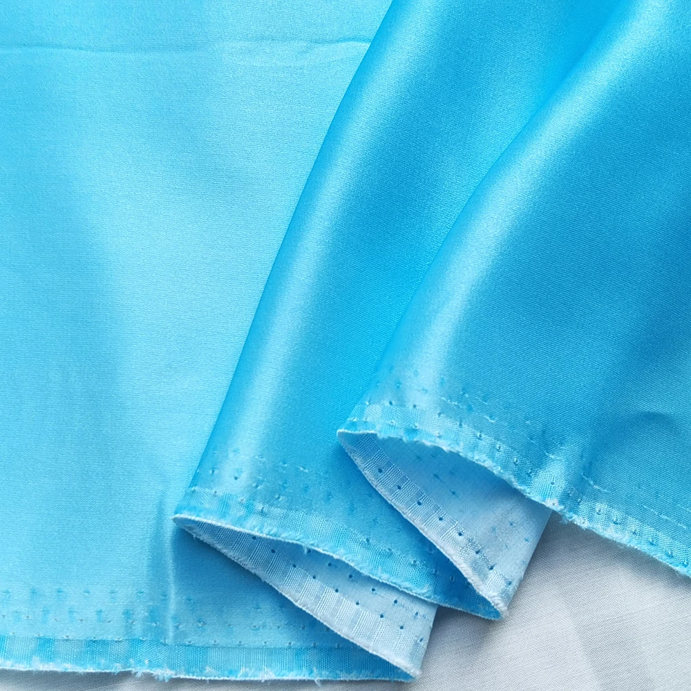 50 см * 130 Шелковая хлопковая ткань шармёз озерно-голубой