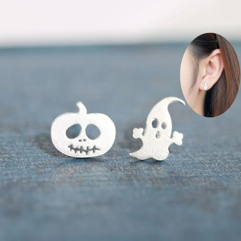 

Delysia King Women Sterling Silver Hollow Out Earrings Pumpkin Creative Personality Cute Ear Stud for Halloween