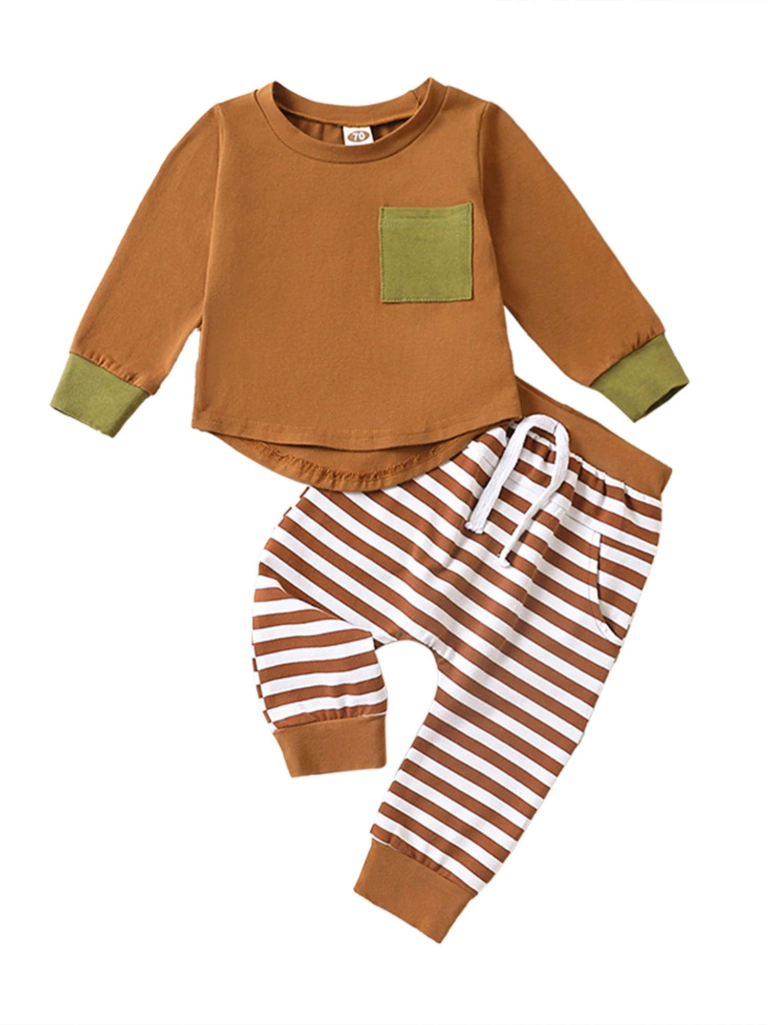 

Adorable Toddler Boy Winter Clothes Set with Long Sleeve Sweatshirt and Jogger Pants in Contrasting Colors - Perfect Fall