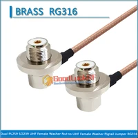 dual pl259 so239 uhf female washer nut right angle to uhf female o ring bulkhead 90 degree pigtail jumper rg316 extend cable