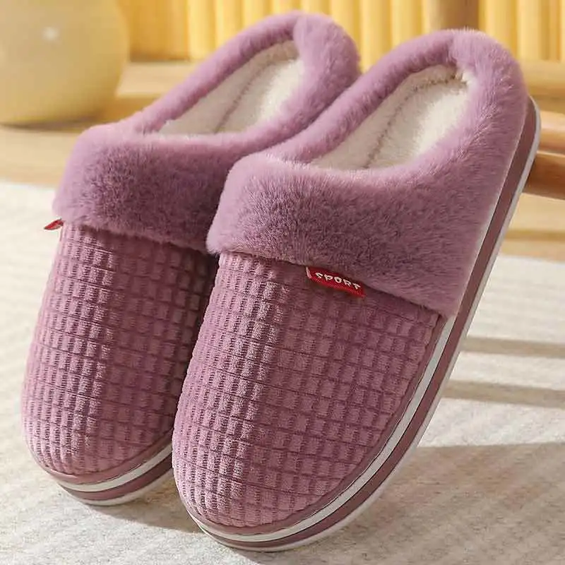 Home slippers couple all inclusive heel cotton shoes corduroy winter warm plush ladies slippers brand floor slippers house