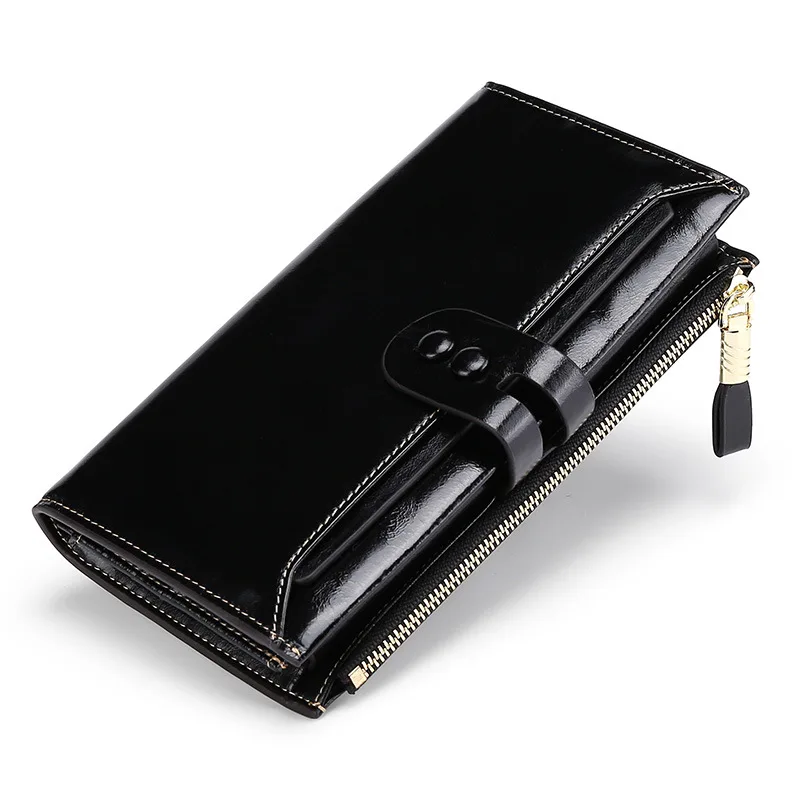 Genuine Leather Vintage Women Long Purse Card Holder High Quality Women Purse Wallet Clutch