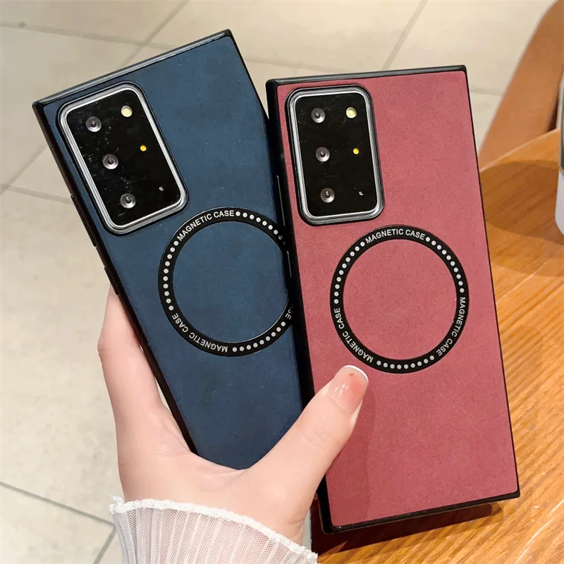 

Sheepskin Leather Matte Magnetic For Magsafe Case For Samsung Galaxy S23 S22 S21 Plus Ultra FE Note 10 20 Wireless Charge Cover