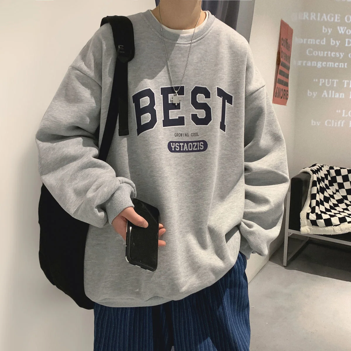 

Spring Autumn Letter Hoodies For Men Oversized Sweatshirts Korean Man Clothing Casual Women Pullovers Thick 3XL