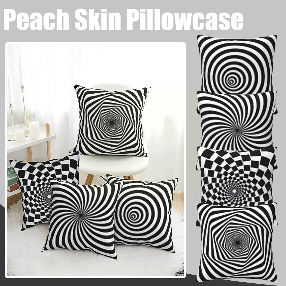 

Черно-белые декоративные подушки с геометрическим рисунком, Полиэстеровая модная декоративная подушка, абстрактная витая Подушка Z0a2