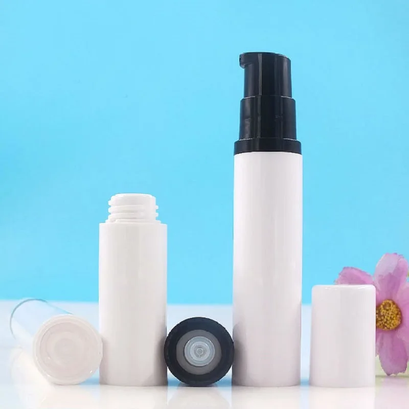 

10ML white airless bottle black pump lotion/emulsion/serum /toner sample test toner mist sprayer skin care cosmetic packing