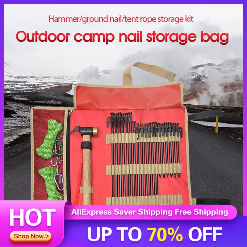 

Thickened Multifunctional Tool Camping Ground Nail Hammer Portable Storage Bag Camp Simple Hand Tool Kit Pouch Outdoor Supplies