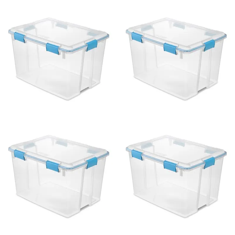 

Qt. 4 Set Blue Aquarium Plastic Gasket Box: Durable, Easy to Clean, Versatile Containers for Fish, Small Animals, Decorations &